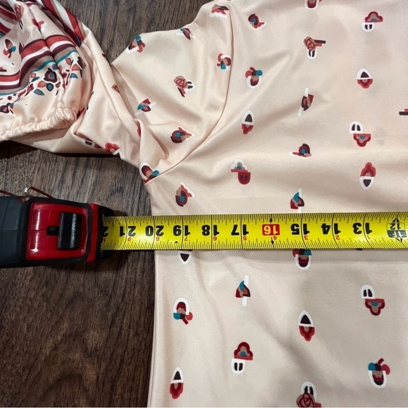 Vintage tunic acorn autumn print v-neckline bloused sleeves hippy - Picture 12 of 16